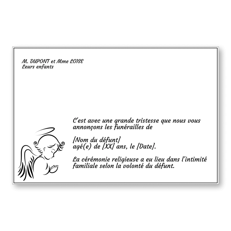 Faire Part de Décès Ange Prière 2 Faire Part de Décès Ange Prière 2