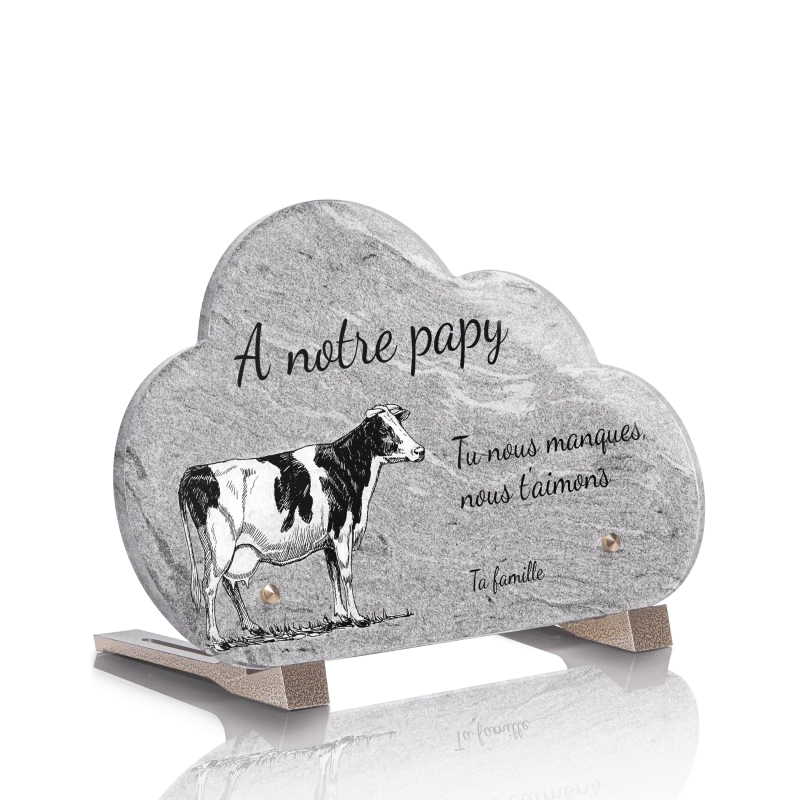 Plaque pour Tombe Nuage Vache Monochrome