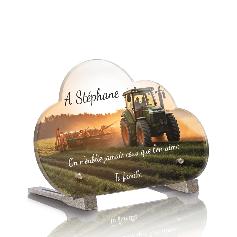 Plaque Funéraire Nuage Tracteur Agriculteur