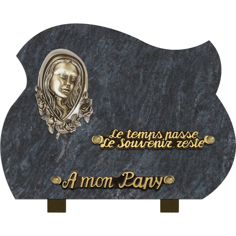 Plaque funéraire granit Forme Roses Vierge 25x18cm (moyen)