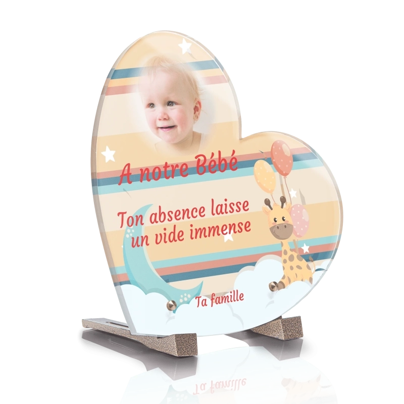 Plaque Funéraire Coeur Bébé Girafe Plaque Funéraire Coeur Bébé Girafe