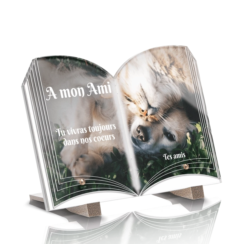 Plaque Funéraire Livre Chien et Chat Plaque Funéraire Livre Chien et Chat