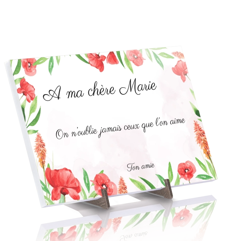 Plaque Funéraire Aquarelle Coquelicots en Pierre Acrylate Plaque Funéraire Aquarelle Coquelicots en Pierre Acrylate