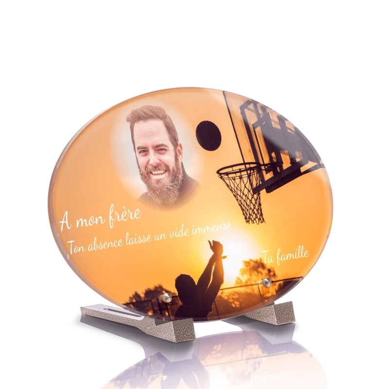 Plaque Funéraire Ovale Basketball