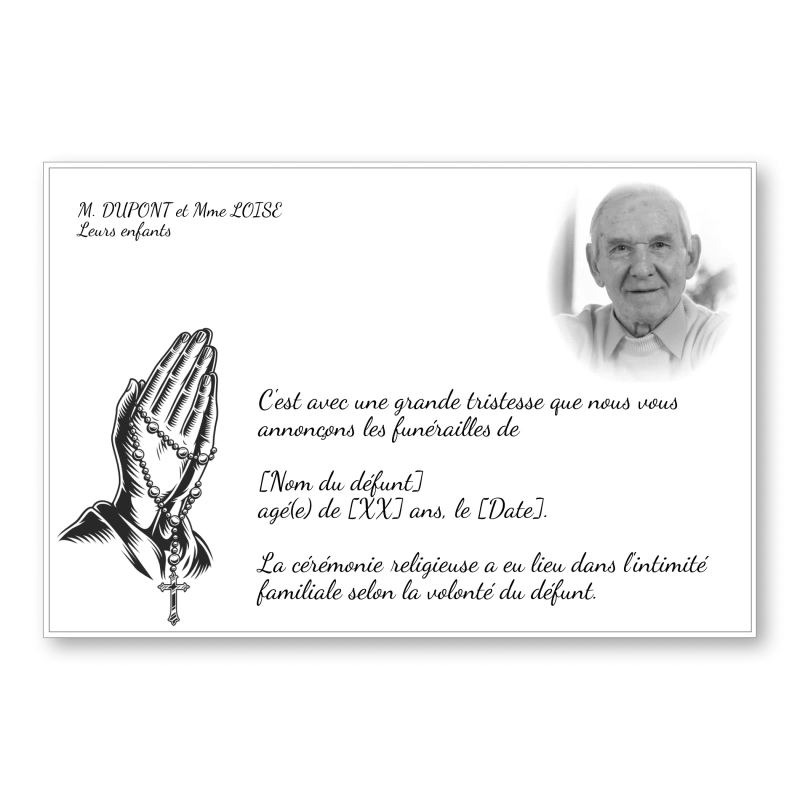 Faire part de Décès Christ Prière Faire part de Décès Christ Prière