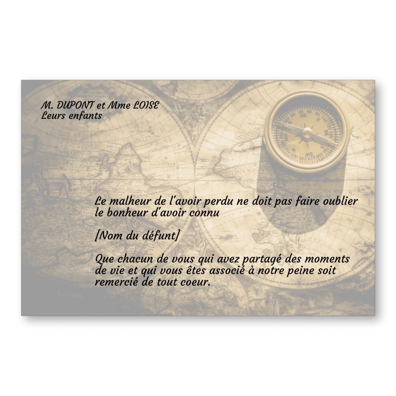Carte de Remerciement Décès Aventure Carte de Remerciement Décès Aventure