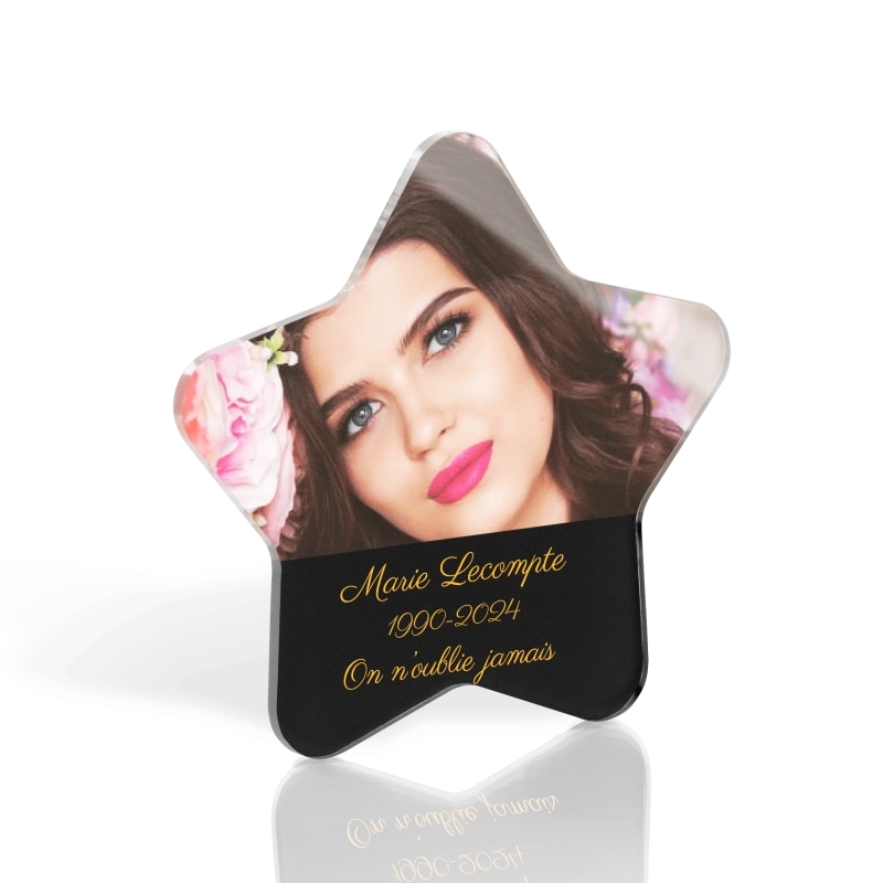 Médaillon Funéraire Etoile Demi Noir Médaillon Funéraire Etoile Demi Noir