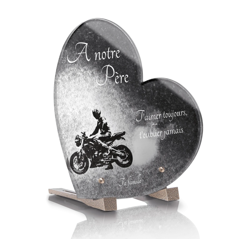 Plaque Funéraire Coeur Moto Monochrome Plaque Funéraire Coeur Moto Monochrome