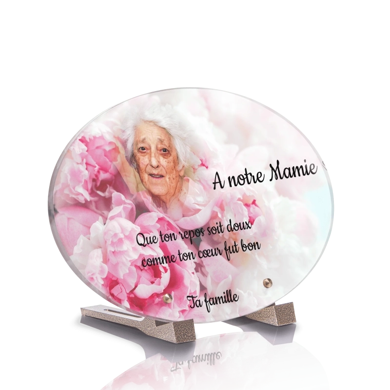 Plaque Funéraire Ovale Pivoine Plaque Funéraire Ovale Pivoine