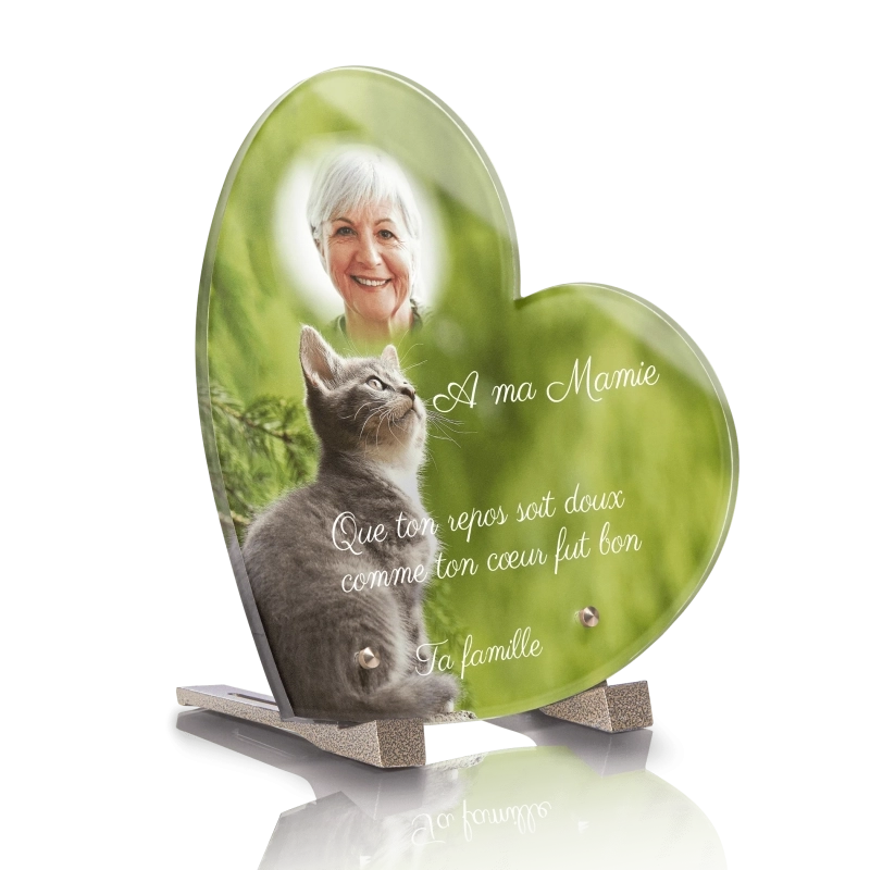 Plaque Funéraire Coeur Chat 2