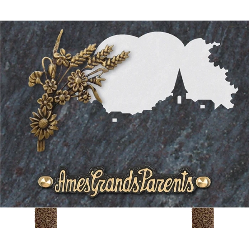 Plaque funéraire granit Fleurs Blé 20x15 cm (petit) Plaque funéraire granit Fleurs Blé 20x15 cm (petit)
