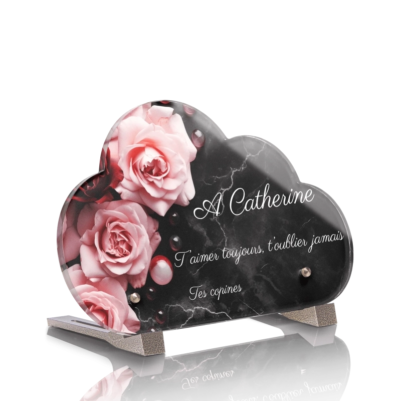Plaque Funéraire Nuage Roses Marbre Noir Plaque Funéraire Nuage Roses Marbre Noir