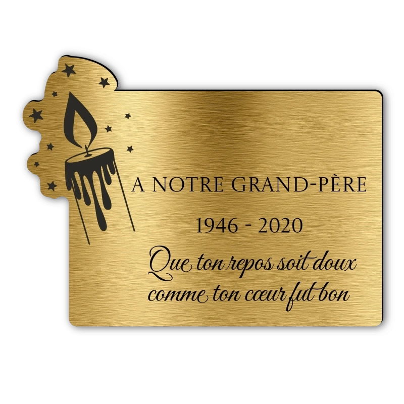Plaque Funéraire Gravée Forme Bougie Plaque Funéraire Gravée Forme Bougie