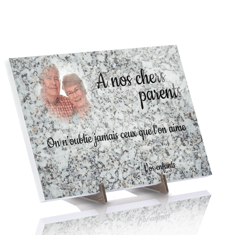 Plaque Funéraire effet Granit gris en Pierre Acrylate