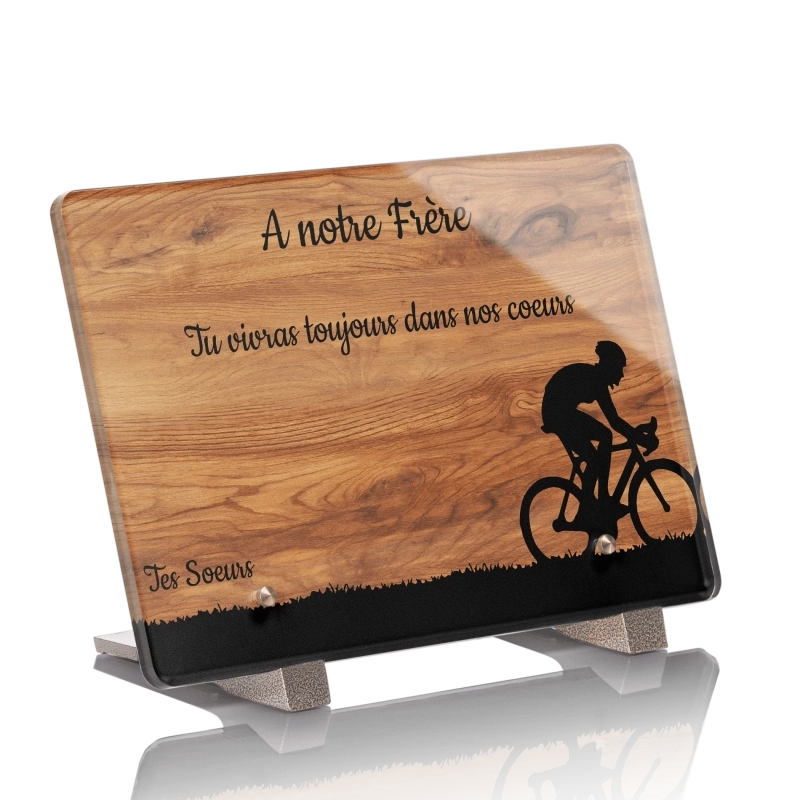 Plaque Funéraire Bois Chêne Vélo Plaque Funéraire Bois Chêne Vélo