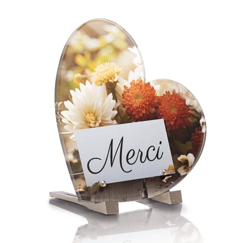 Plaque Funéraire Coeur Merci Fleurs