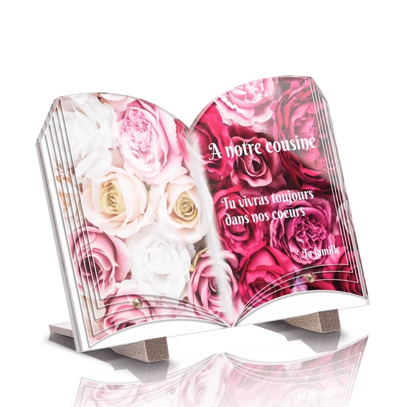 Plaque Funéraire Livre Roses Plaque Funéraire Livre Roses