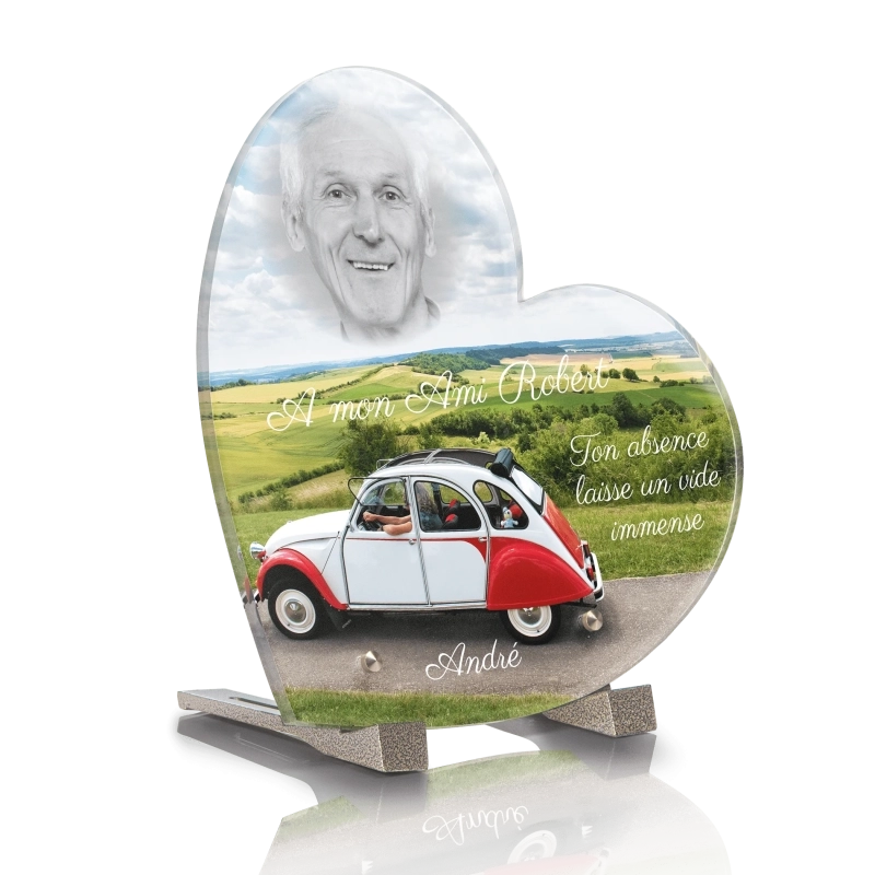 Plaque Funéraire Coeur Voiture Ancienne 2CV Plaque Funéraire Coeur Voiture Ancienne 2CV
