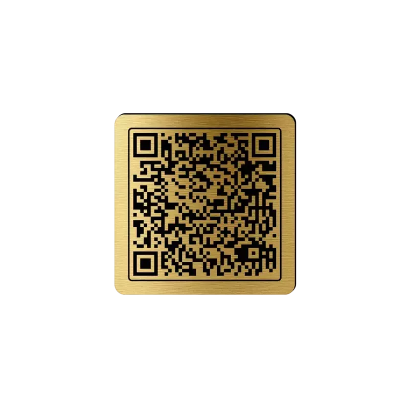 Plaque funéraire QR Code gravée carrée – Mémorial numérique personnalisé