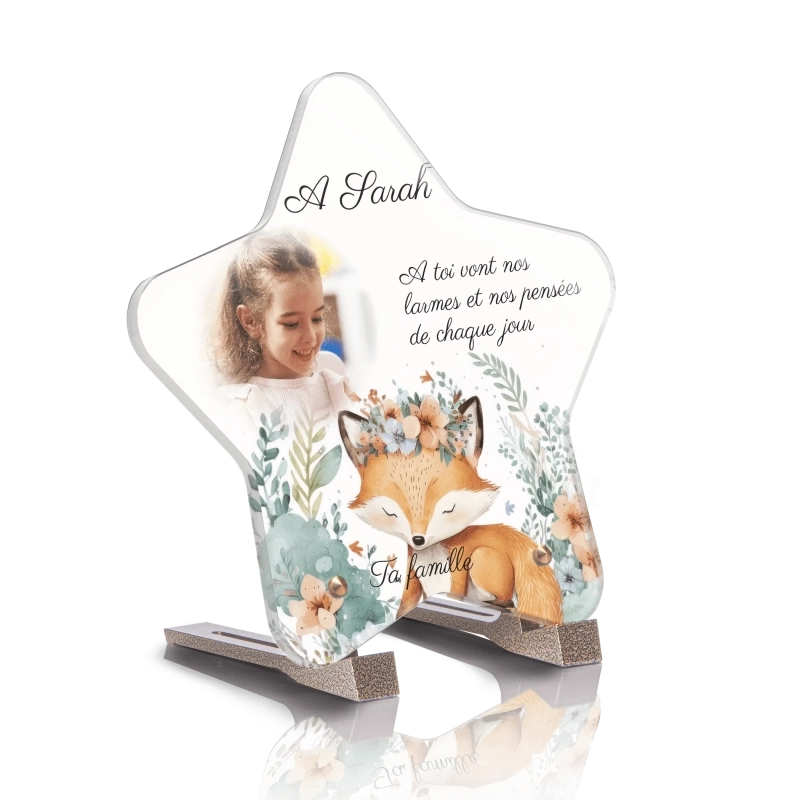 Plaque Funéraire Etoile Enfant Renard Aquarelle