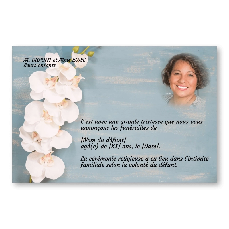 Faire Part de Décès Orchidée Faire Part de Décès Orchidée
