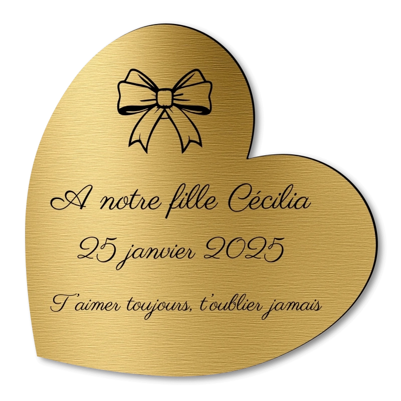 Plaque Funéraire Coeur Gravée Noeud Plaque Funéraire Coeur Gravée Noeud