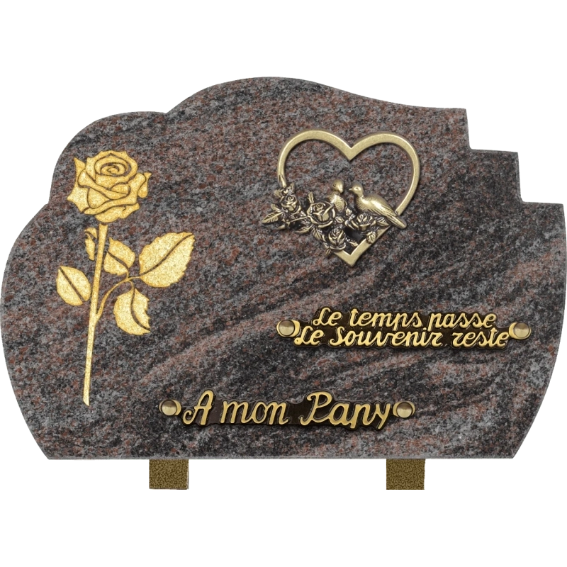Plaque funéraire Forme Rose Coeur 30x20cm (Standard)