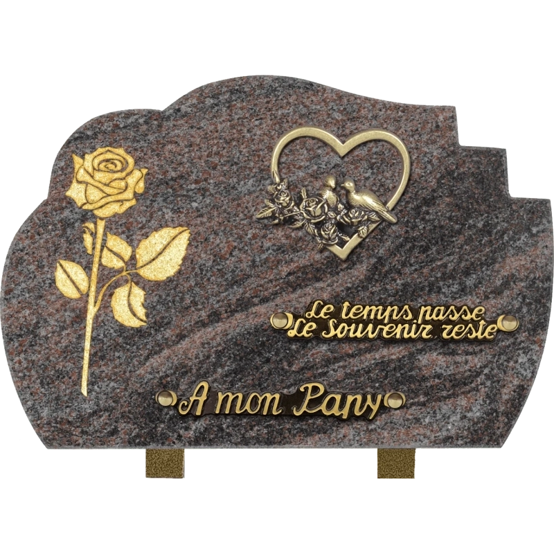 Plaque funéraire Forme Rose Coeur 30x20cm (Standard) Plaque funéraire Forme Rose Coeur 30x20cm (Standard)