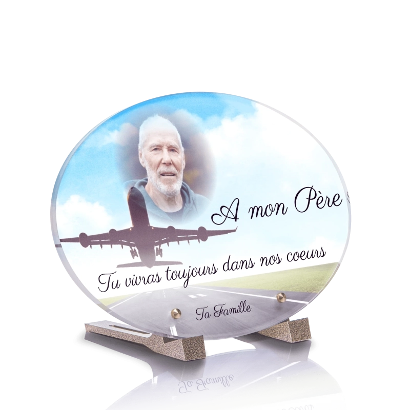 Plaque Funéraire Ovale Avion