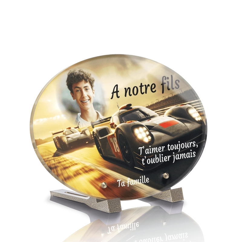 Plaque Funéraire Ovale Voitures de Course Circuit Plaque Funéraire Ovale Voitures de Course Circuit