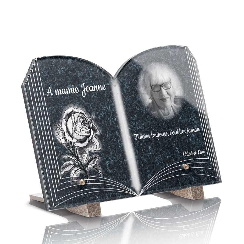 Plaque Funéraire Livre Rose Monochrome Plaque Funéraire Livre Rose Monochrome