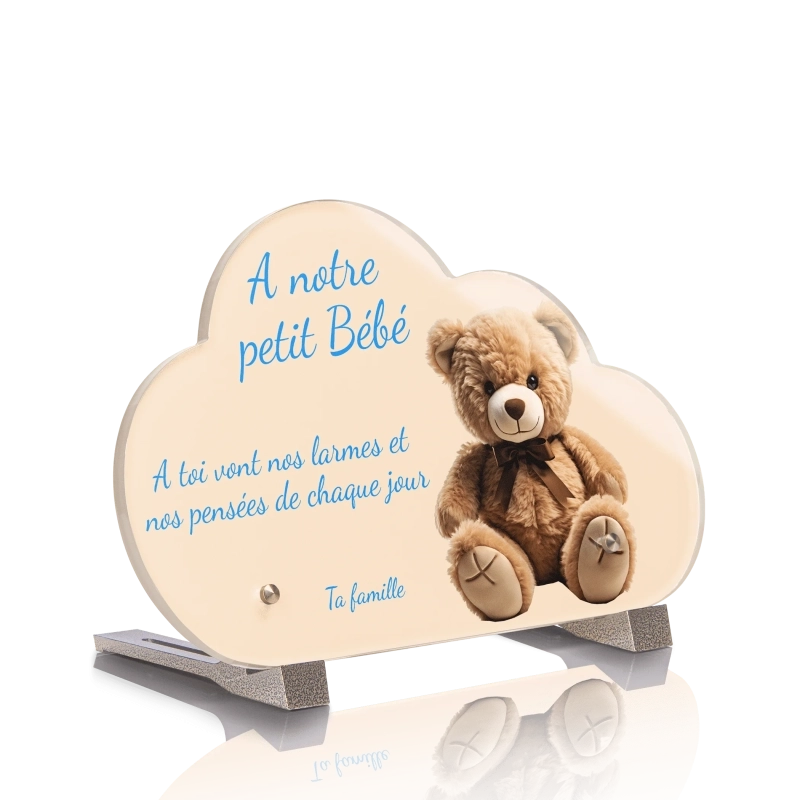 Plaque Funéraire Nuage Enfant Ourson Peluche