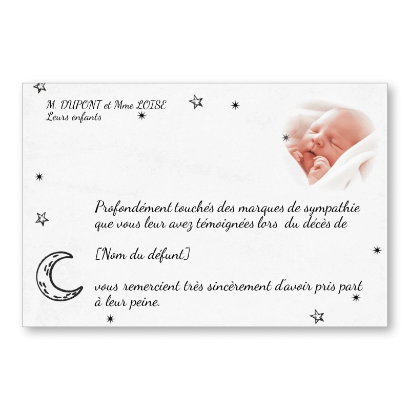 Carte de Remerciement Décès Fusain Étoiles Carte de Remerciement Décès Fusain Étoiles