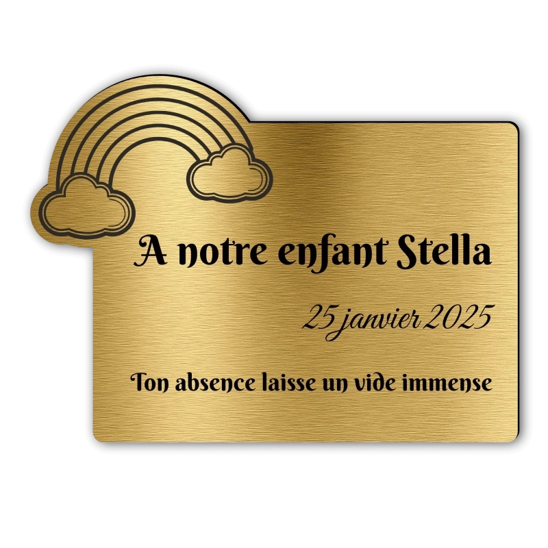 Plaque Funéraire Gravée Forme Arc en ciel Plaque Funéraire Gravée Forme Arc en ciel