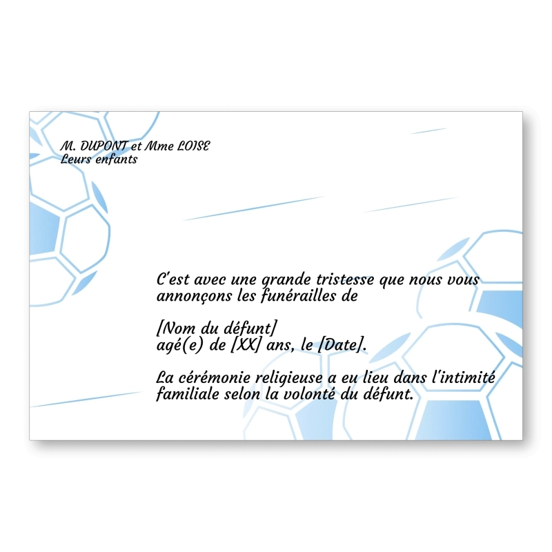 Faire Part de Décès Foot 2 Faire Part de Décès Foot 2