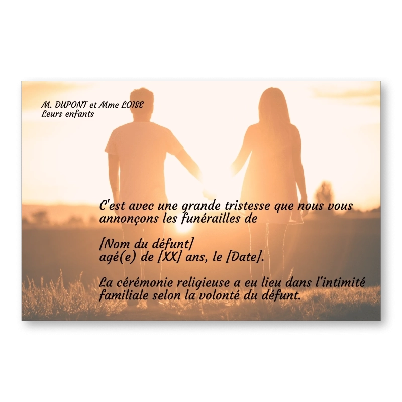 Faire part de Décès Couple