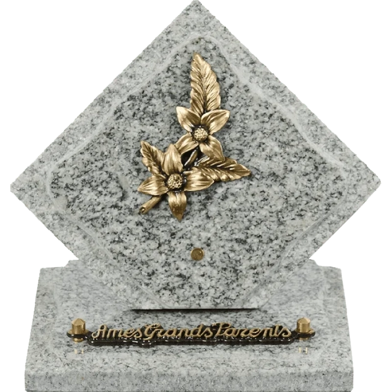 Plaque funéraire granit Losange Fleurs 15x15 cm (petit) Plaque funéraire granit Losange Fleurs 15x15 cm (petit)