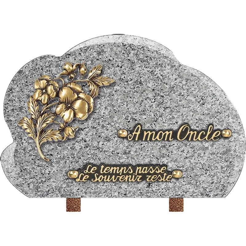 Plaque funéraire granit Nuage Palmette Fleurs 30x20cm (Standard)