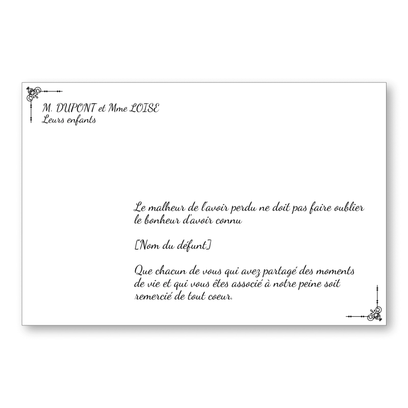 Carte de Remerciement Décès Ornements 2 Carte de Remerciement Décès Ornements 2