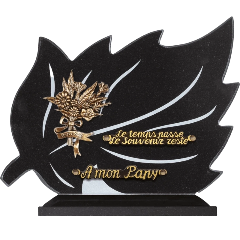 Plaque funéraire granit Feuille Souvenir 35x25cm (grand) Plaque funéraire granit Feuille Souvenir 35x25cm (grand)